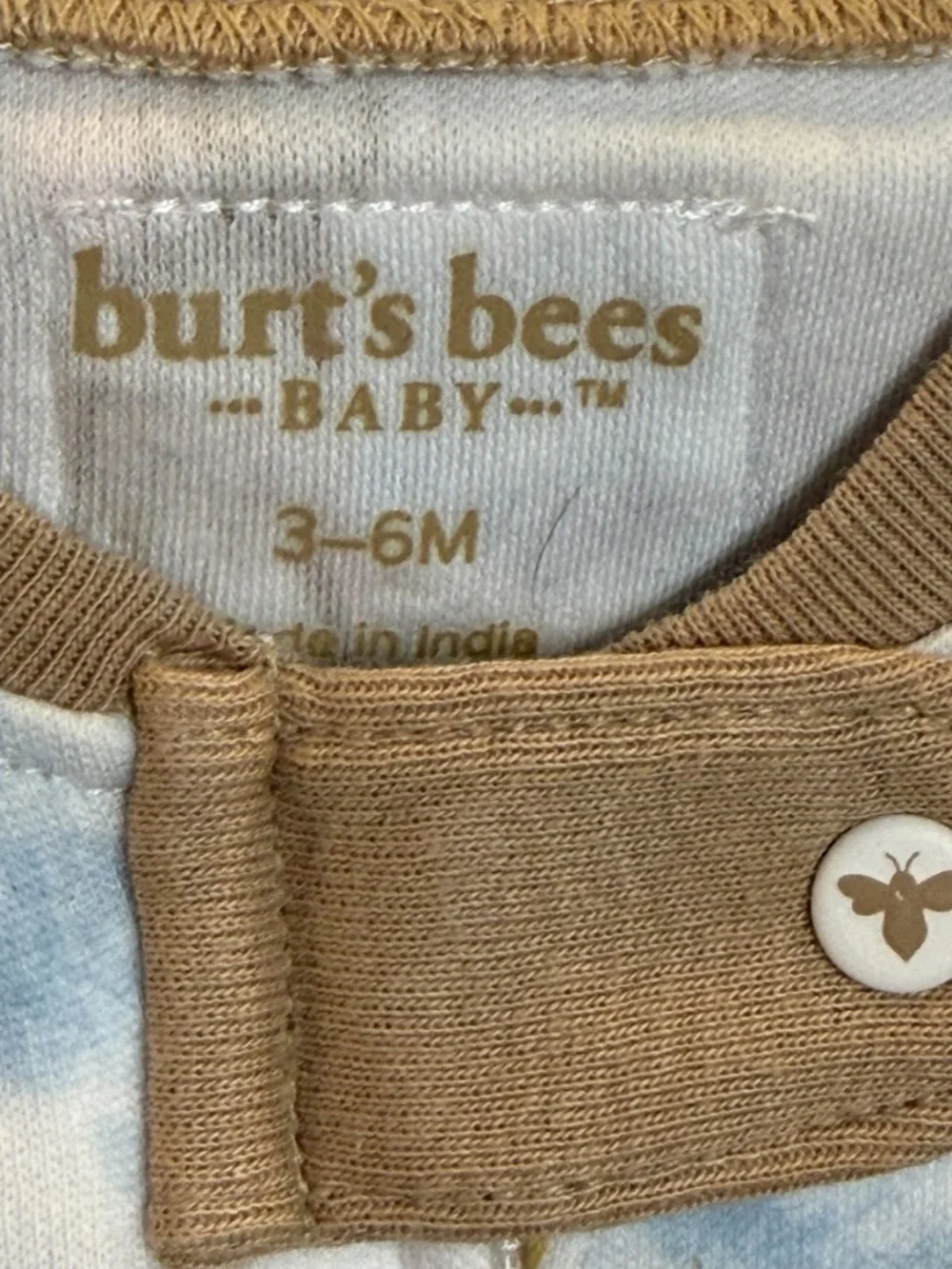 Burt's Bees Baby Moon & Stars Footed Zip Romper 3-6 Months